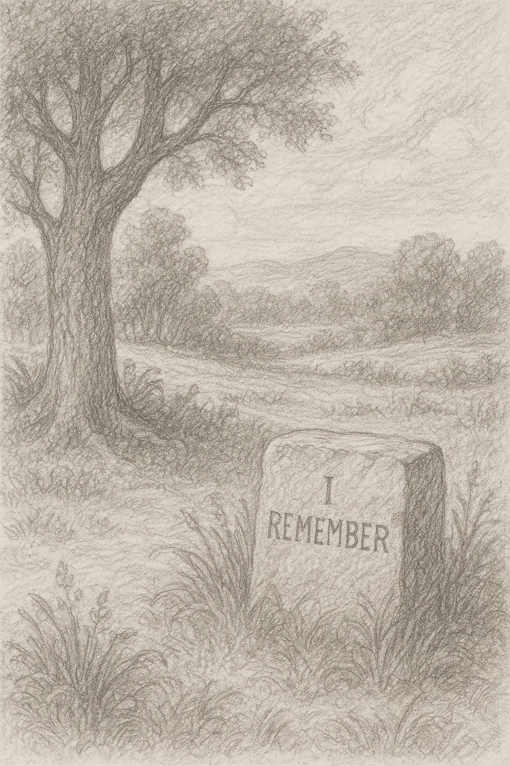 Stone marker with 'I REMEMBER' inscription